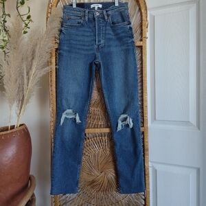 RE/DONE 90s High Rise Ankle Crop Distressed Jeans Size 25
